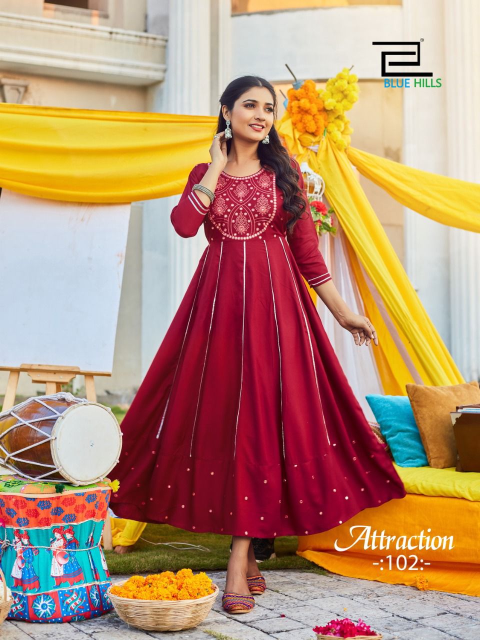 Blue Hills Attraction 1 Fancy Heavy Festive Wear Anarkali Long Kurti Collection
